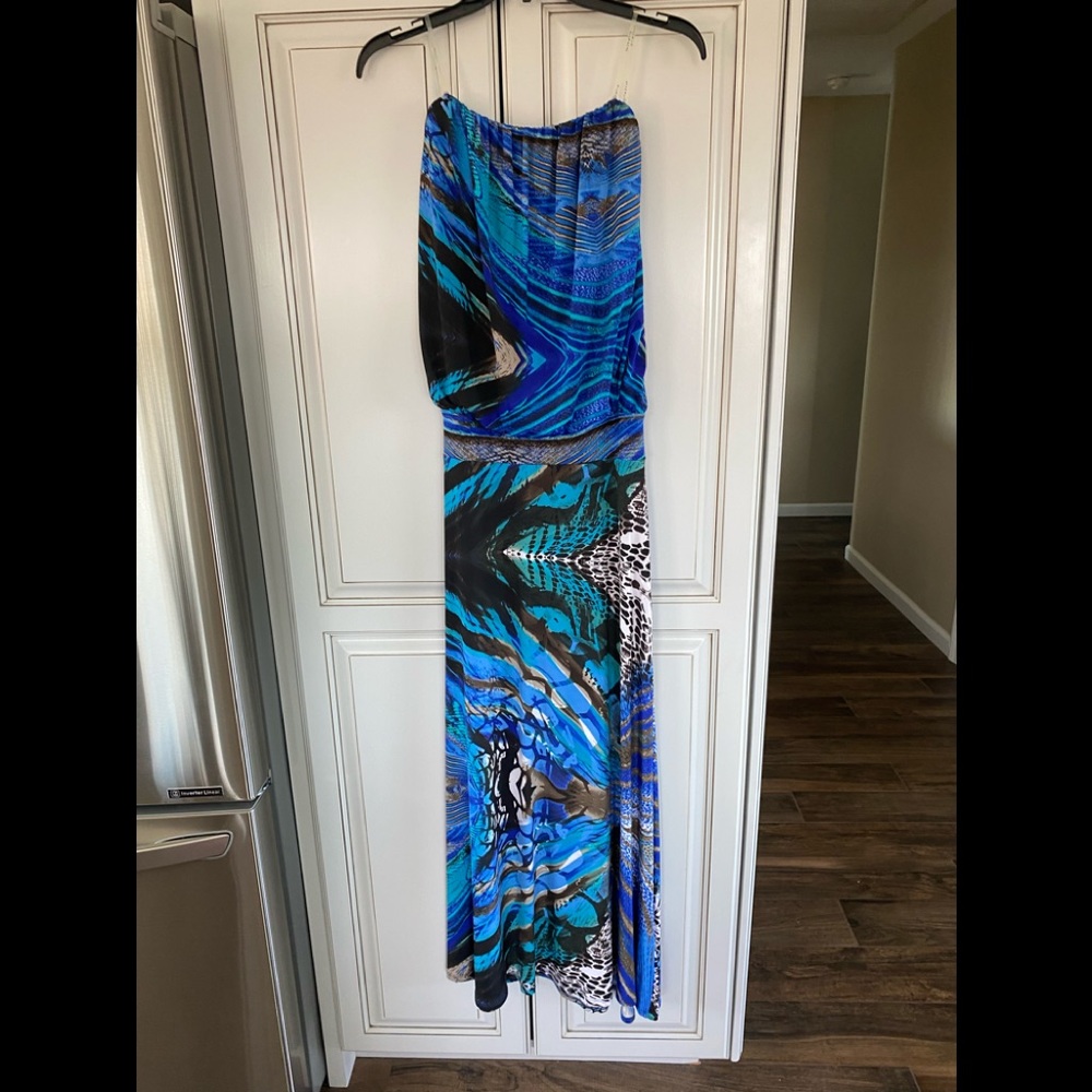 S-Twelve Blue and Black Patterned Dress